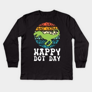 Happy International Dot Day Colorful Polka Dot Dinosaur Boys Kids Long Sleeve T-Shirt